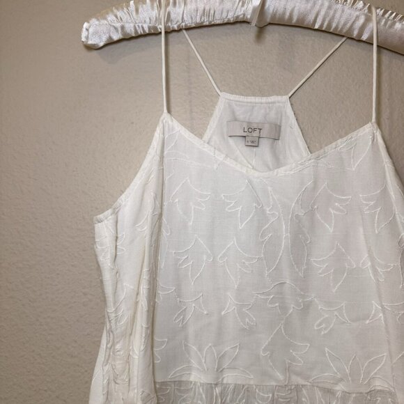 Ann Taylor Loft White Embroidered Peplum Thank Size Small Racerback - Picture 3 of 8